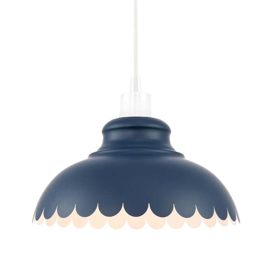 image 1 of Industrial and Modern Petal Design Navy Blue Metal Ceiling Pendant Light Shade | Blue