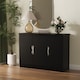 image 2 of Holborn 3 Door Sideboard in Black Gloss & Black (Ready Assembled) | Black | Black Gloss & Black