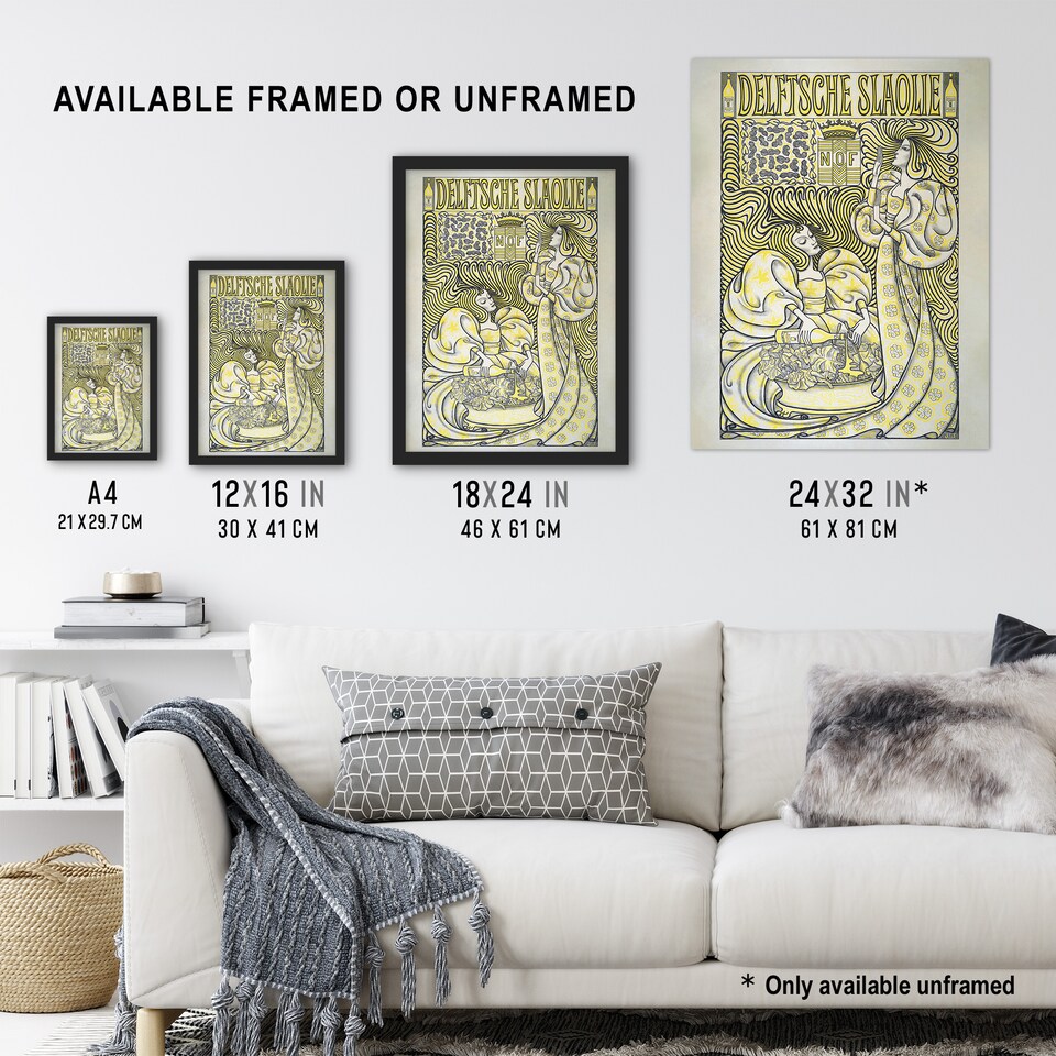 image 1 of Delft Salad Oil Advert Vintage Framed Wall Art Print Jan Toorop 12x16"