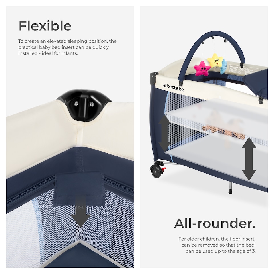 image 1 of Travel Cot Dog - foldable, with changing mat, for children up to 36 months | Blue | blue | 132 x 75 x 104 cm | 1