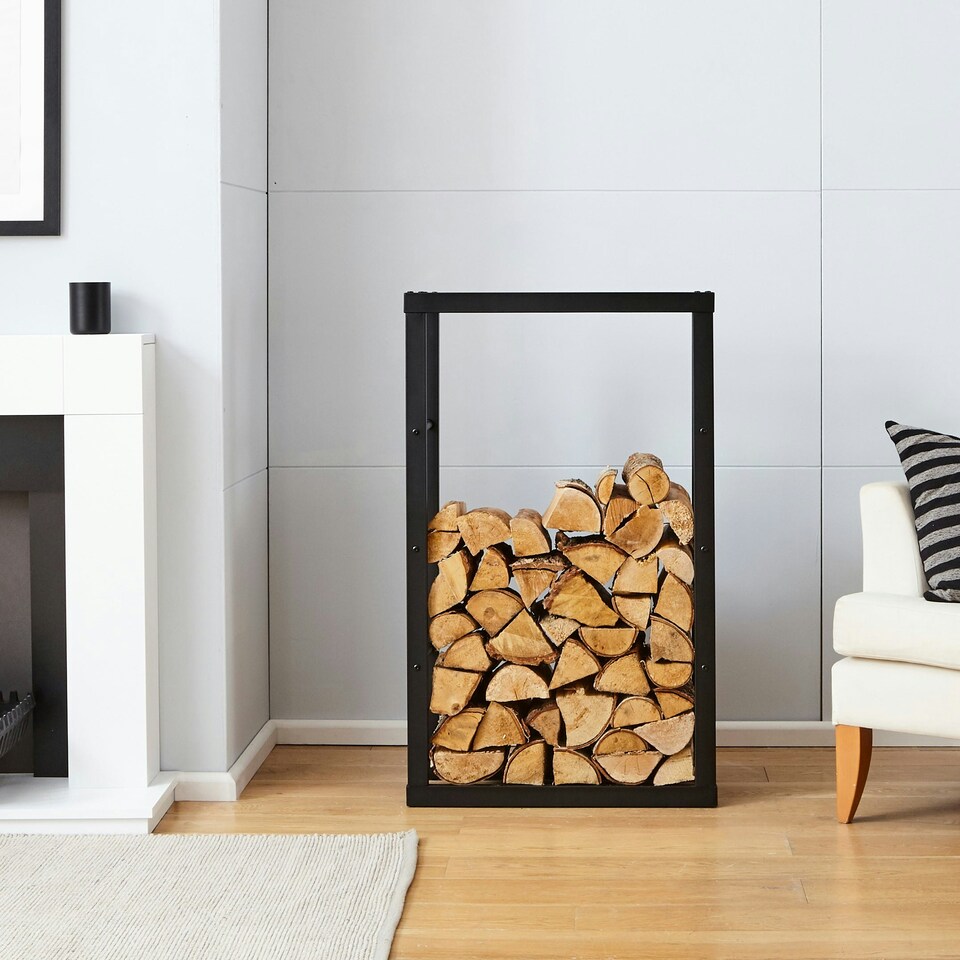 image 1 of Wide Indoor Black Firewood Log Rack
