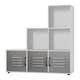image 1 of 6-Cube Step Shelving Unit With Metal Doors | White | White & Grey | 1