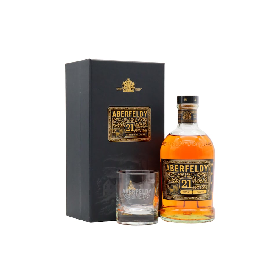 Aberfeldy - Highland Single Malt Scotch 21 year old Whisky (Includes Branded Glass)