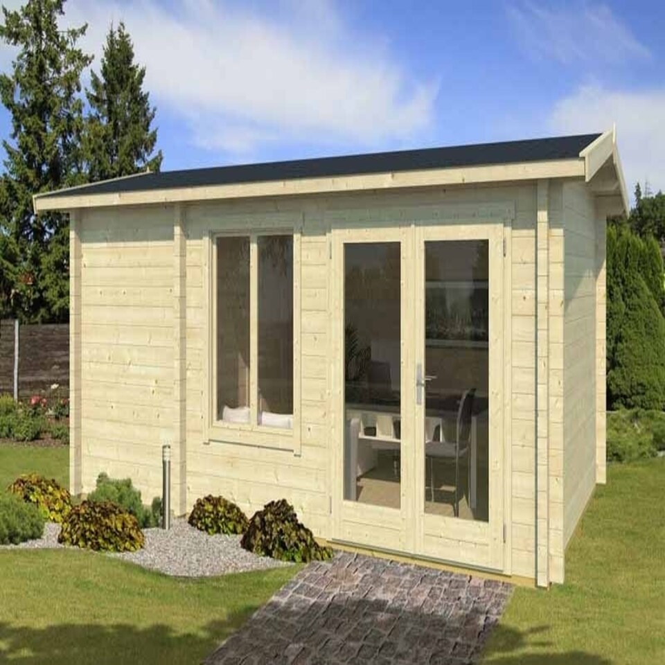 image 1 of Aviemore-Log Cabin, Wooden Garden Room, Timber Summerhouse, Home Office - L540 x W354 x H251.6 cm Brown