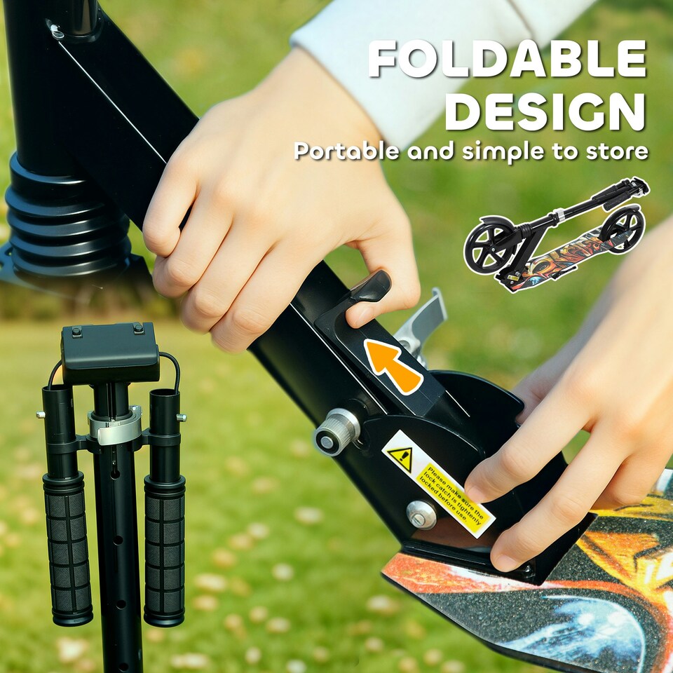 image 1 of AIYAPLAY Kids Scooter, Foldable Kick Scooter w/ Adjustable Handlebar, Black