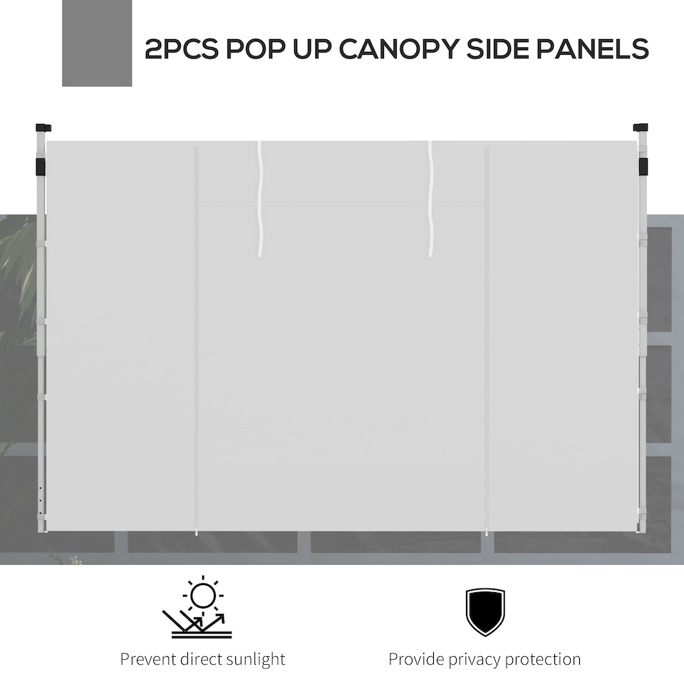 image 1 of Outsunny Gazebo Side Panels with Windows and Doors, for 3x3m or 3x6m Pop Up Gazebo, 2 Pack Sides Replacement, White