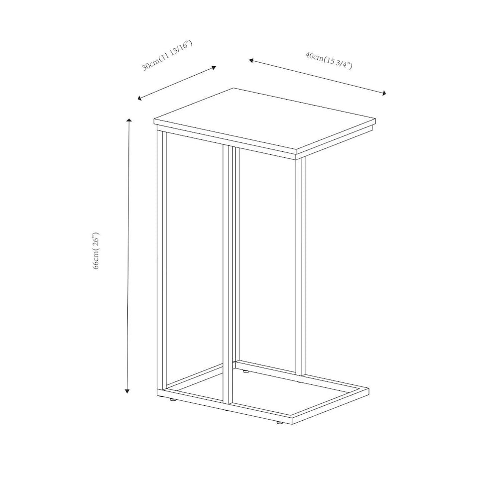 image 1 of Modern End C Shaped Industrial Sofa Side Table with Steel Frame Wood Top Decor | Black | Modern Oak | 1