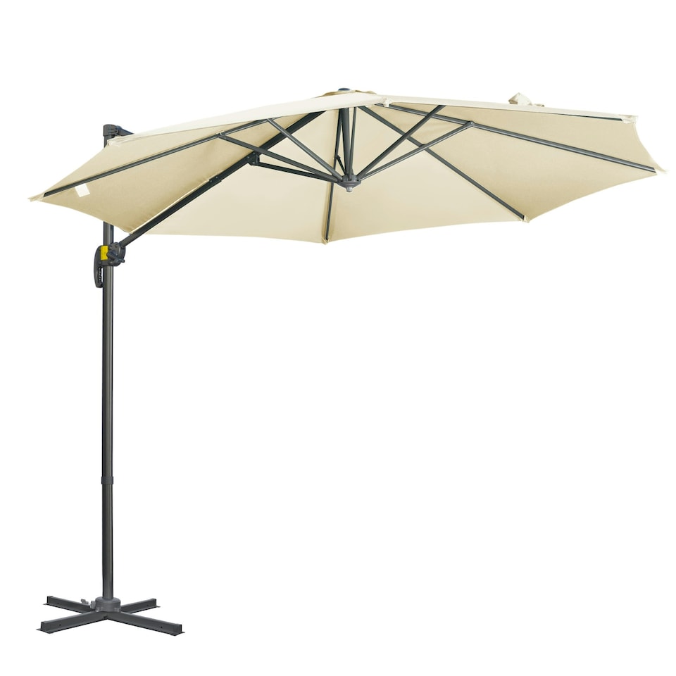 image 1 of Outsunny 3 x 3(m) Cantilever Parasol Garden Umbrella with Base White
