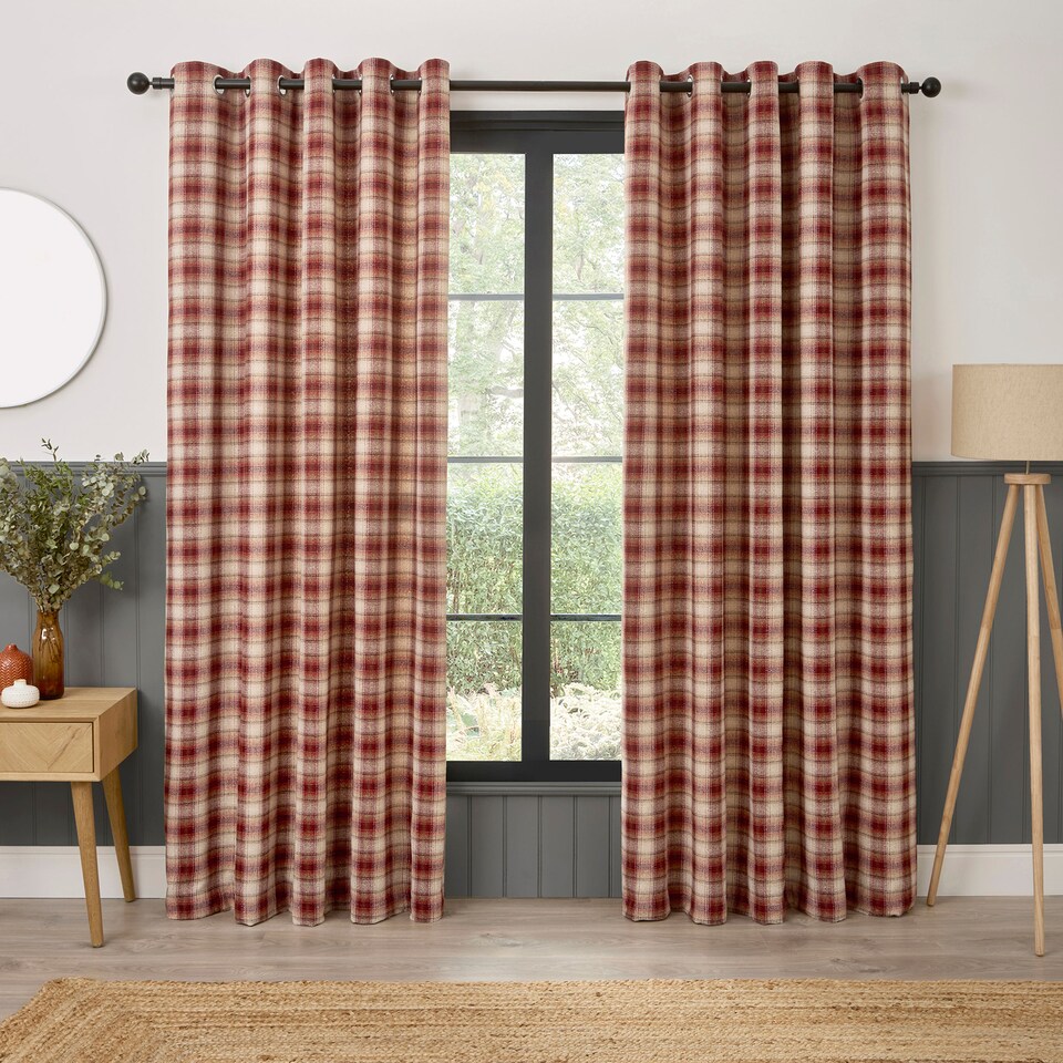 image 1 of Curtina Everett Eyelet Curtains Red