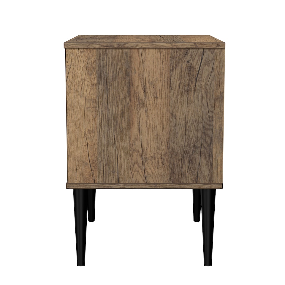 image 1 of Toledo 2 Drawer Compact Bedside Cabinet in White Matt & Vintage Oak (Ready Assembled) | White | White Matt & Vintage Oak
