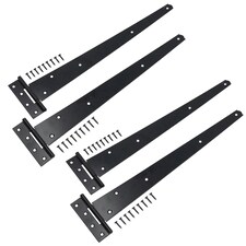 18" (450mm) Heavy Duty T Tee Hinges for Doors + Gates with Fixing Screws 4pc Black