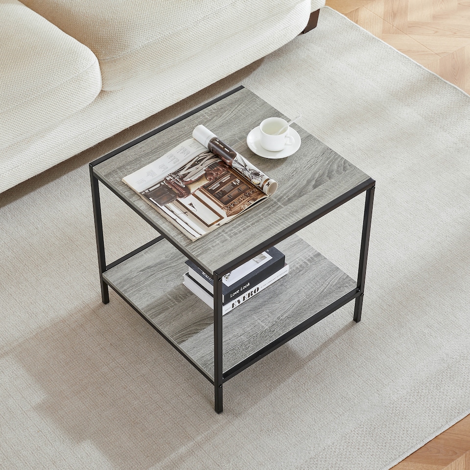 image 1 of Vida Designs Brooklyn End Table Industrial Sofa Side Bedside Table, Grey