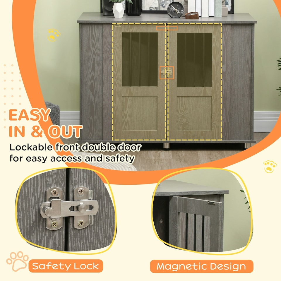image 1 of PawHut Dog Crate Kennel Cage for Extra Large Dog, Indoor End Table, Grey