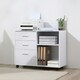 image 6 of HOMCOM Freestanding Storage Cabinet w/ 3 Drawers 2 Shelves 4 Wheels Office White