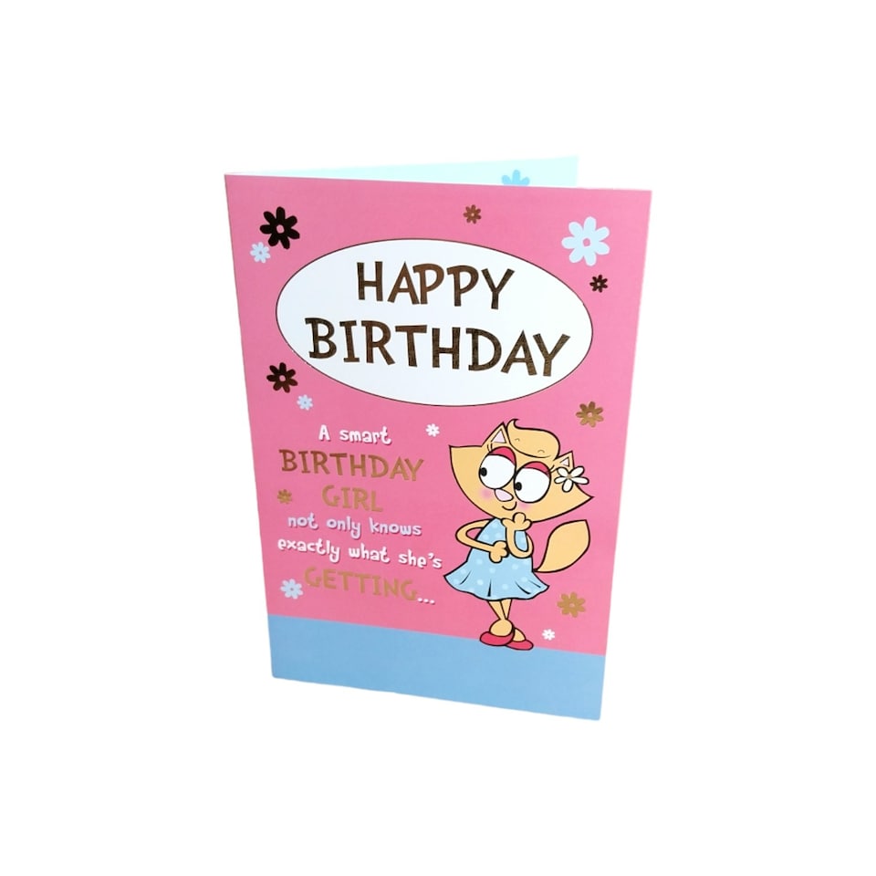 image 1 of Cute Cat Design Open Female Birthday Witty Words Card