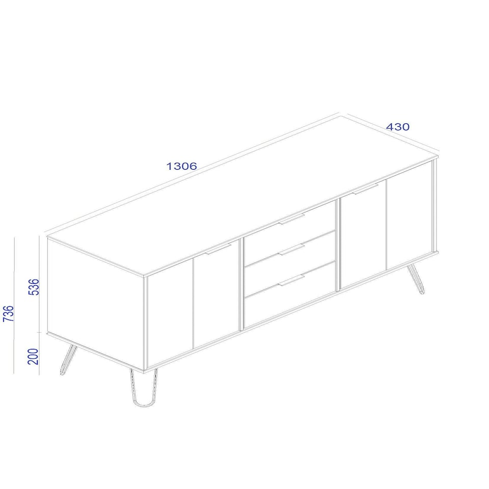 image 1 of Augusta White, Medium Sideboard With 2 Doors, 3 Drawers White