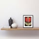 image 2 of Single Tulip Flower Batik Art Deco 9x7" Black Framed Wall Art Print