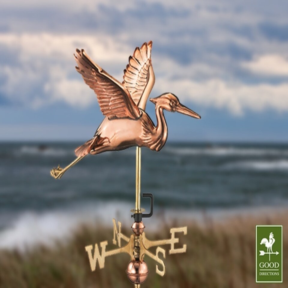image 1 of Cottage Heron in Flight Copper Weathervane - H54 x W40 x L42 cm