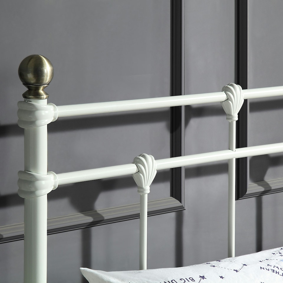 image 1 of Bayford Traditional Vintage Style White Metal Bed Frame (Single)