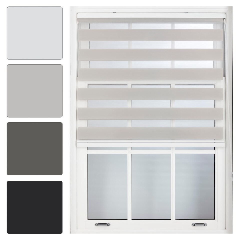 image 1 of Day and Night Zebra Roller Blind 160cm Wide x 165cm Long | Grey | Grey