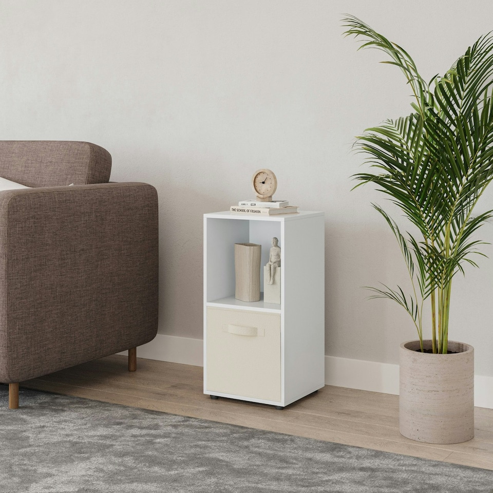 image 1 of 2-Cube Shelving Unit With Inserts White | White / Grey