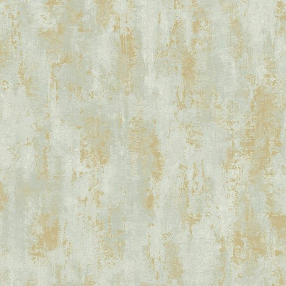 Grandeco Concrete Vinyl Textured Wallpaper - Green/Gold - 10m x 53cm Green