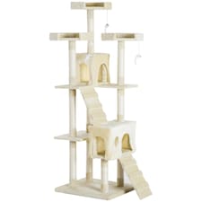 PawHut Cat Tree, Kitten Scratch Post Climbing Tower 181 cm for Indoor, Beige