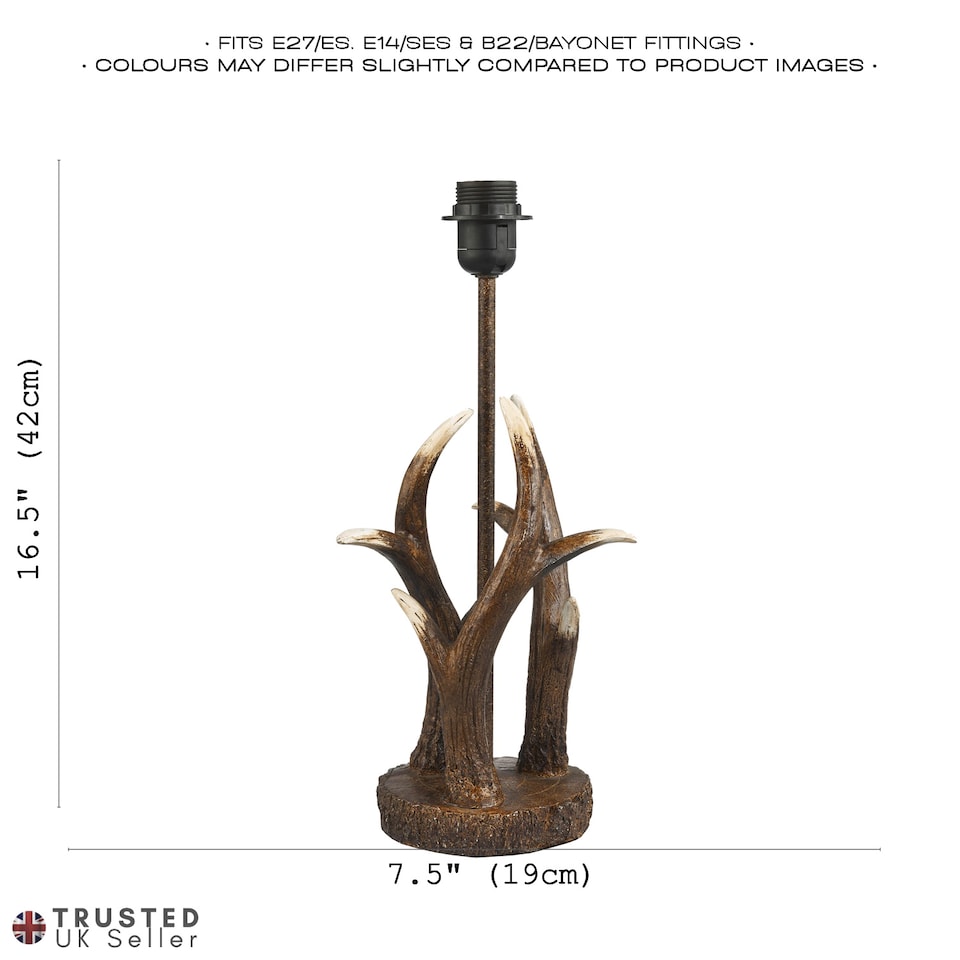 image 1 of Traditionally Designed Antler Resin Table Lamp Base in a Rustic Bronze Finish | Bronze