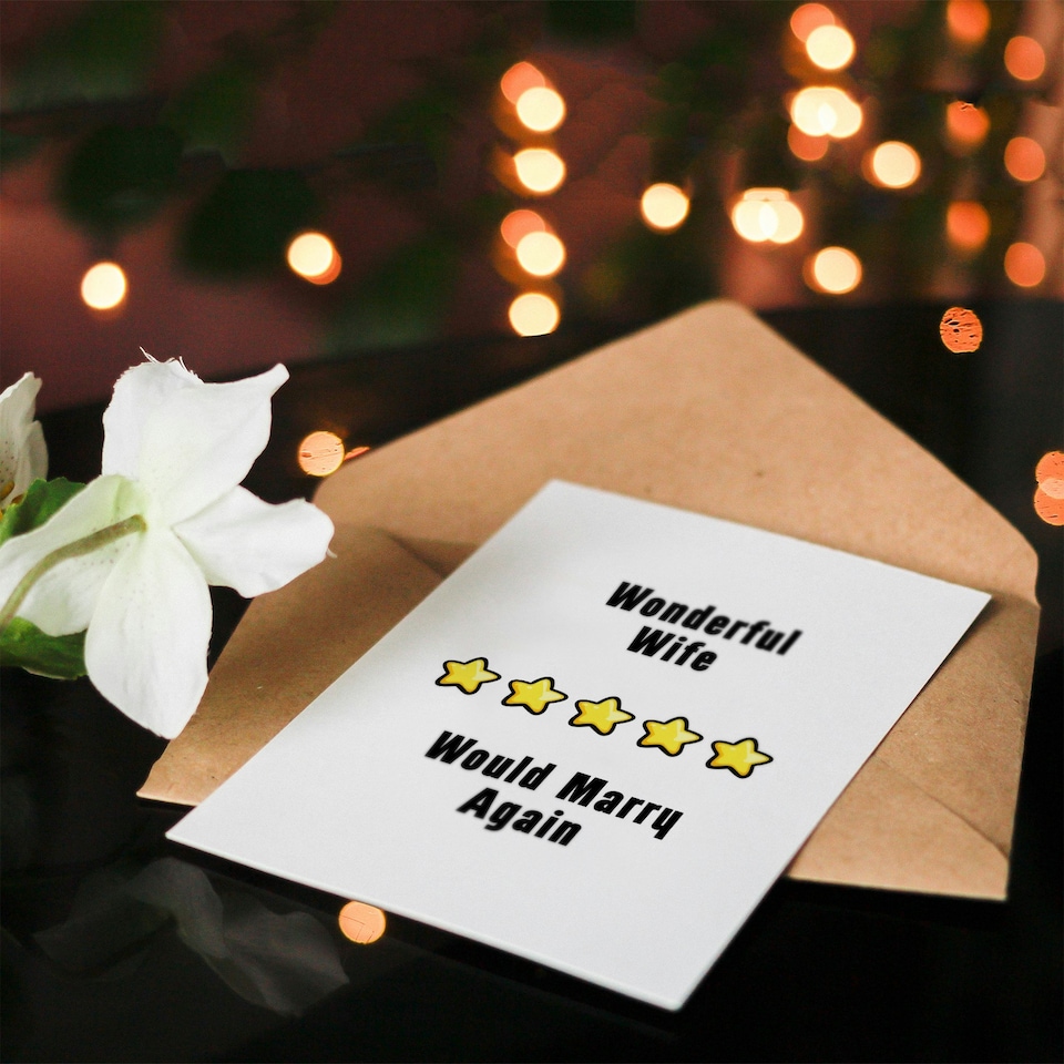 image 1 of Five Stars Wonderful Wife Would Marry Again Birthday Card
