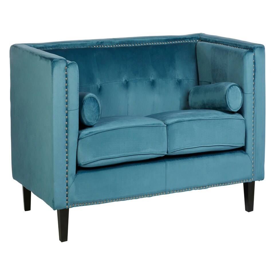 image 1 of Felisa Two Seat Blue Velvet Sofa Blue