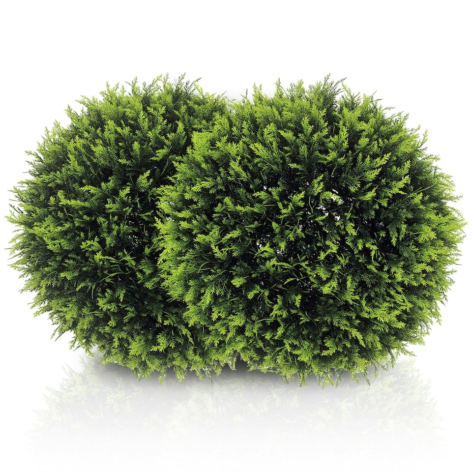 image 1 of HOMCOM Set of 2 Artificial Plant Topiary Balls, Faux Plants for Decor, Green