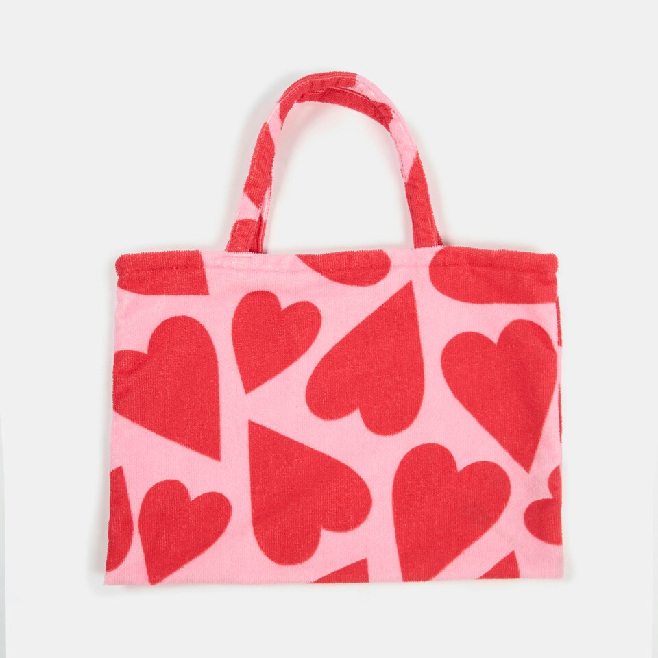image 1 of OHS Heart Print Microfibre Quick Dry Spa Bath Beach Chair Cover Towel Bag Pink