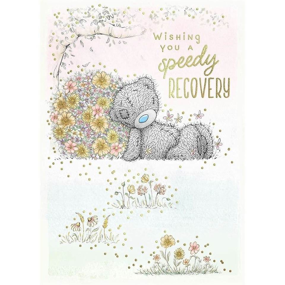 image 1 of Bear Sat Amongst Flowers Speedy Recovery Get Well Card