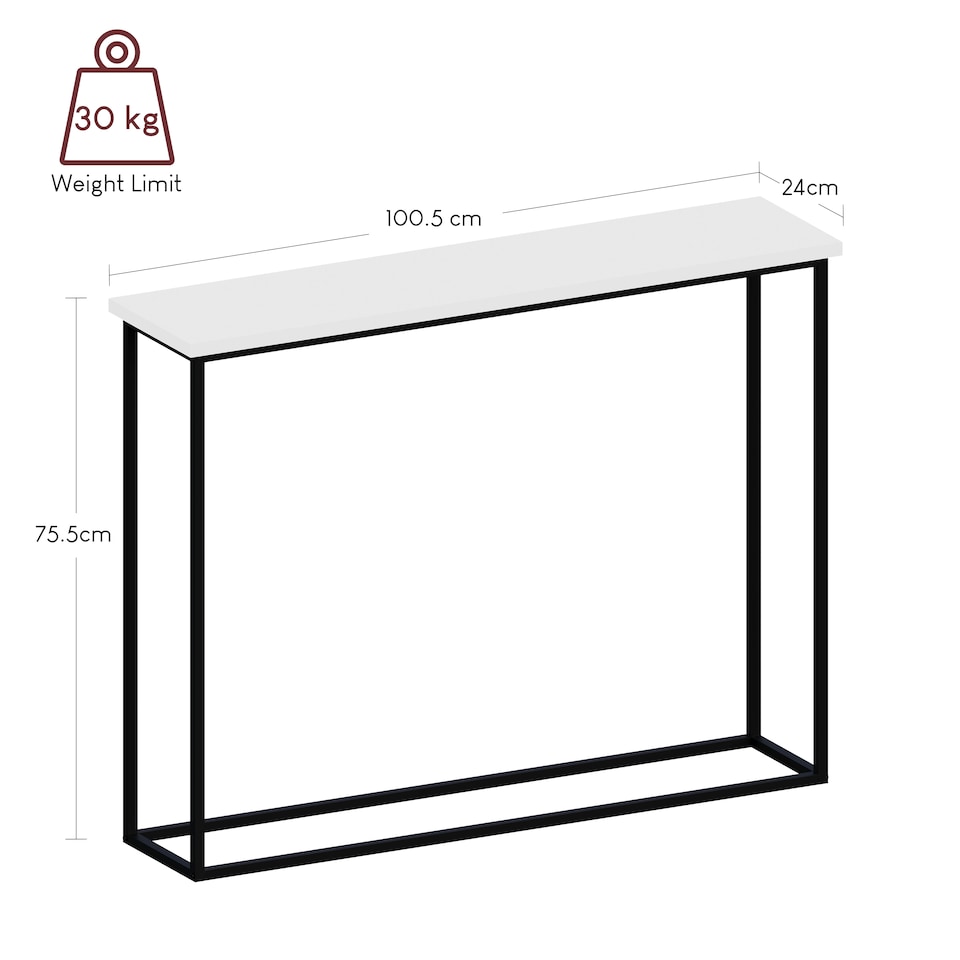 image 1 of Vida Designs Console Table With Metal Leg, White & Black | Black | White & Black