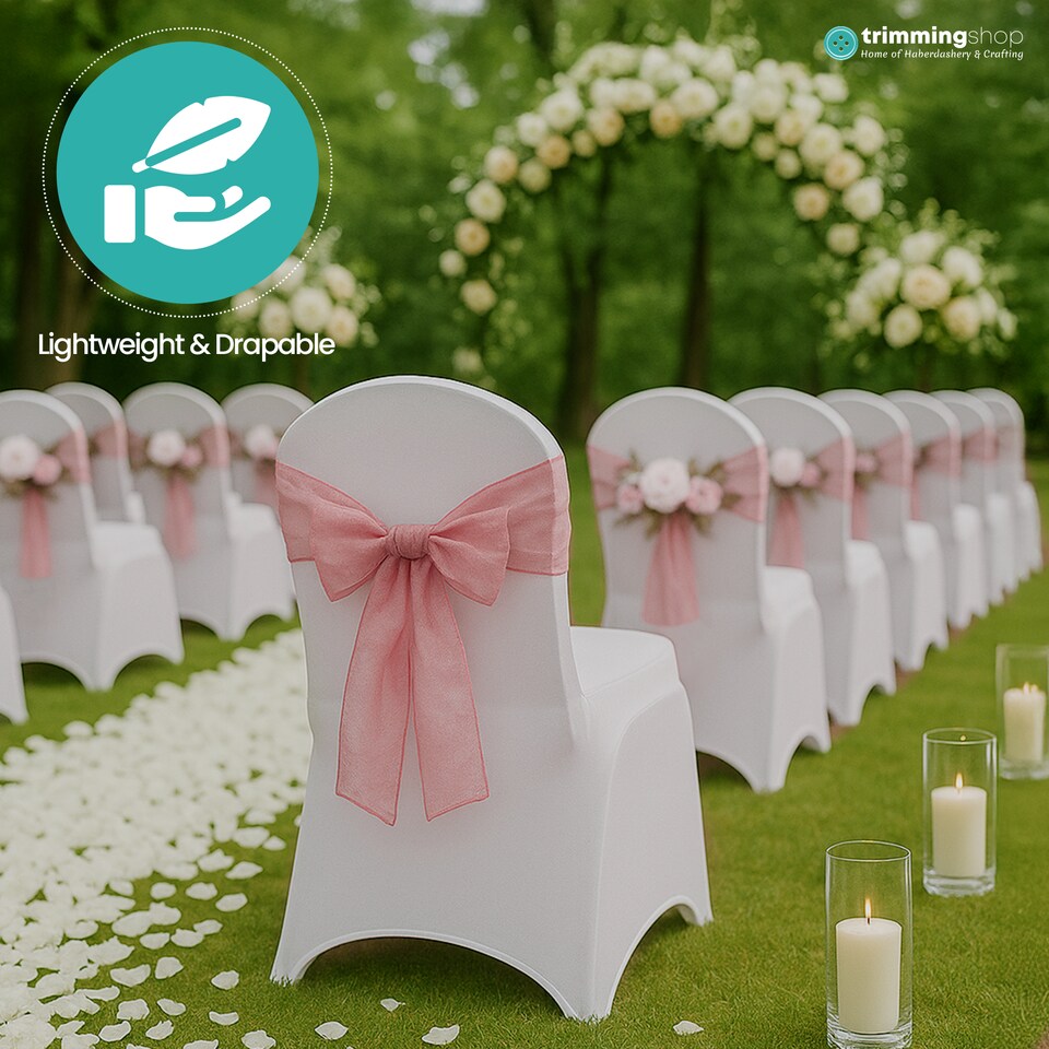 image 1 of 17 x 280cm Organza Chair Sashes, Sheer Sash Ties - 25pcs