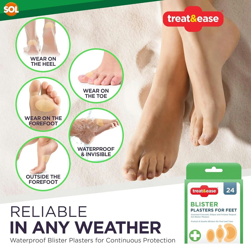 image 1 of SOL 24pk Blister Plasters for Feet - Heel Plasters for Protection
