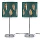 image 1 of Set of 2 Chrome Stick Table Lamps with Dark Green Fern Cut Out Shades | Chrome | Green | Medium | 2