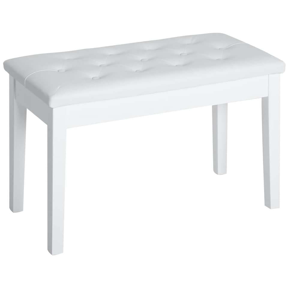 image 1 of HOMCOM Classic Piano Bench Padded Seat Wooden Makeup Stool, White