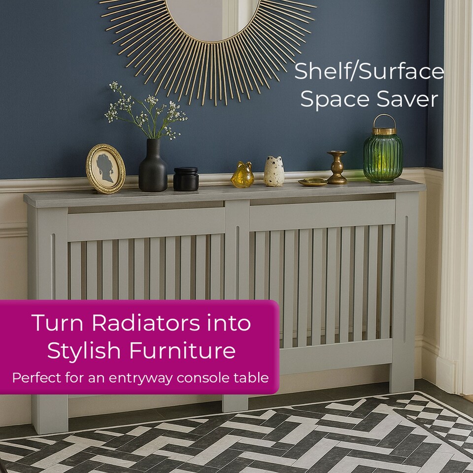 image 1 of Neo Grey Belgravia Decorative Radiator Cover Cabinet | Grey | Grey | M