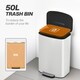 image 3 of HOMCOM Pedal Bin with Soft-Close Lid, 50L Kitchen Bin with Carry Handle Cream | White