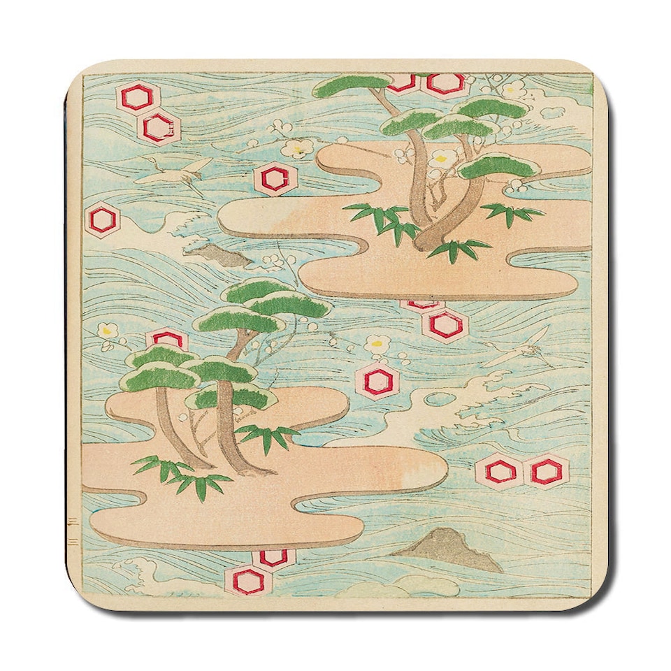 image 1 of Set of 12 Placemats and Coasters 11x8 Placemats 3.7x3.7 Coasters Wood Bottom