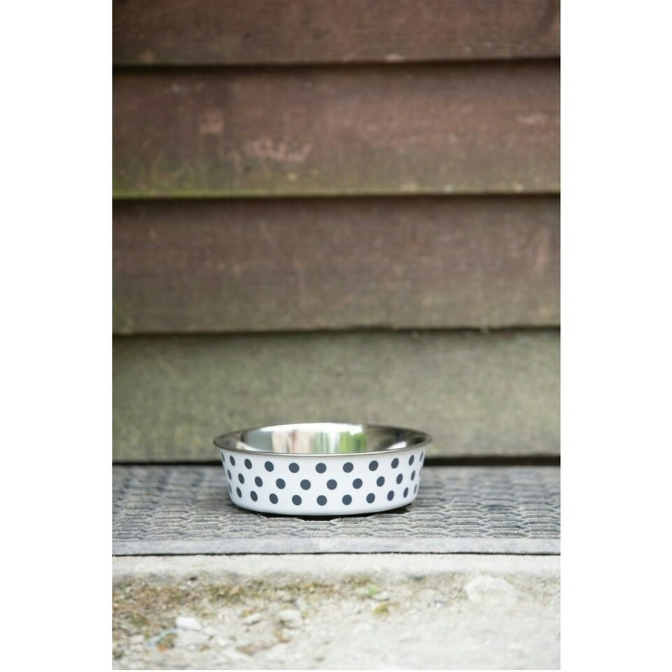 image 1 of Petface Small Dog Bowl Stainless Steel 14cm Grey Dots