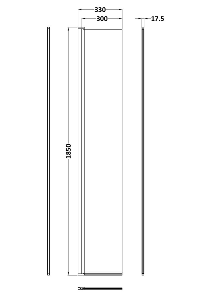 image 1 of Balterley 1850 x 300 x 8mm Hinged Return Screen