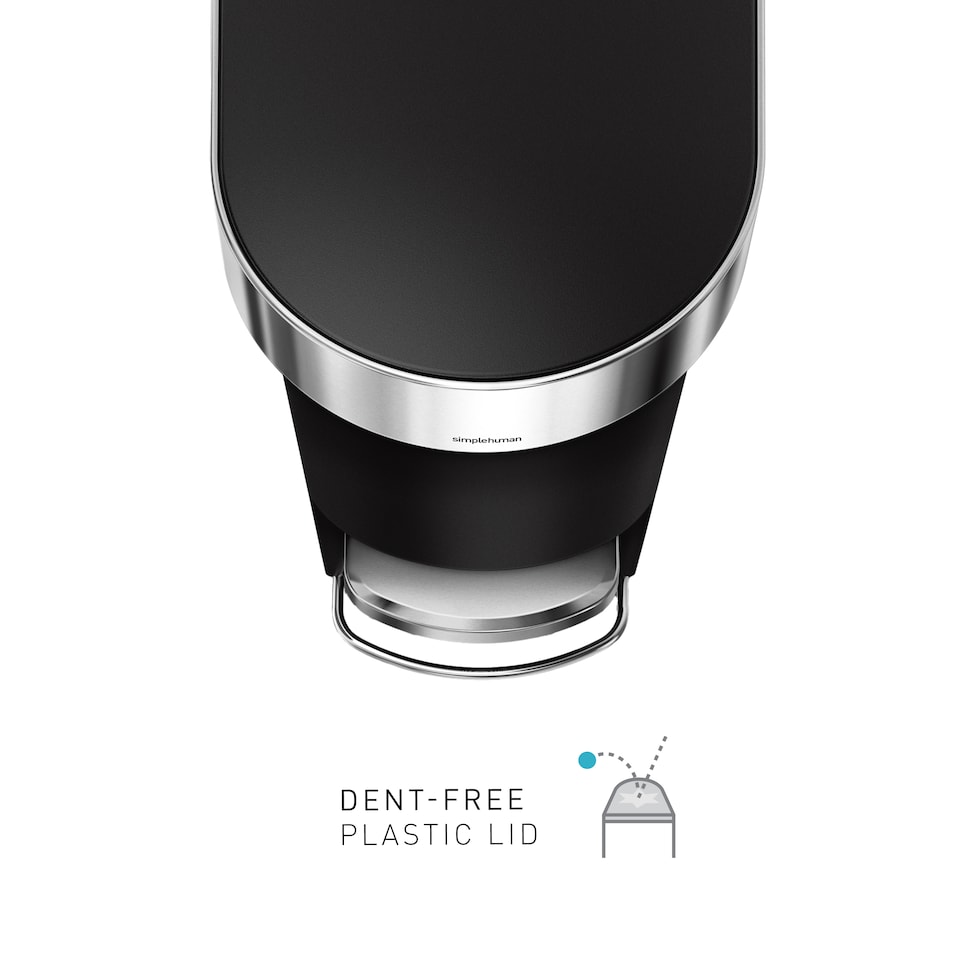 image 1 of Simplehuman 40L Slim Pedal Kitchen Bin with Liner Rim, Black Plastic