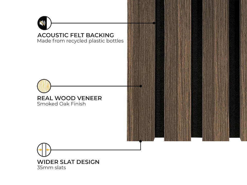 image 1 of Fuse Acoustic Wooden Wall Panel in Smoked Oak, 1.2m x 0.6m