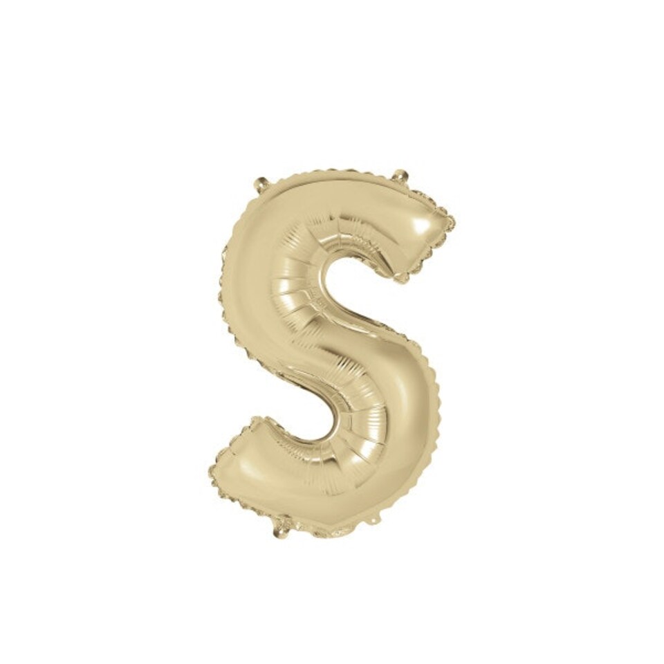 image 1 of Gold Letter S Shaped Foil Balloon 14"