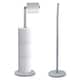image 1 of 2 in 1 Toilet Paper Holder Grey Bathroom Free Standing Tissue Roll Storage Rack