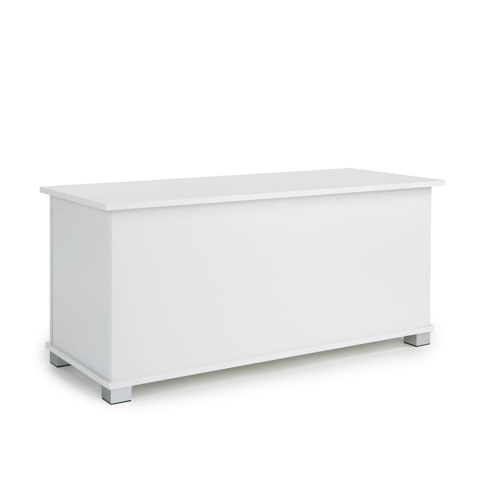 image 1 of Ottoman Storage Chest Toy Bedding or Blanket Box Large Wooden Home | White | White
