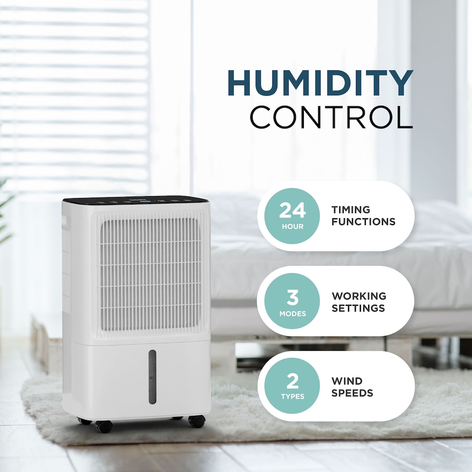 image 1 of DMD 16L/Day Dehumidifier for Home Damp with Digital Humidity Display, 24H Timer, Continuous Drainage