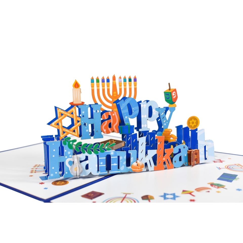 image 1 of Bright Traditions Hanukkah Celebration 3D Pop-Up Greeting Card
